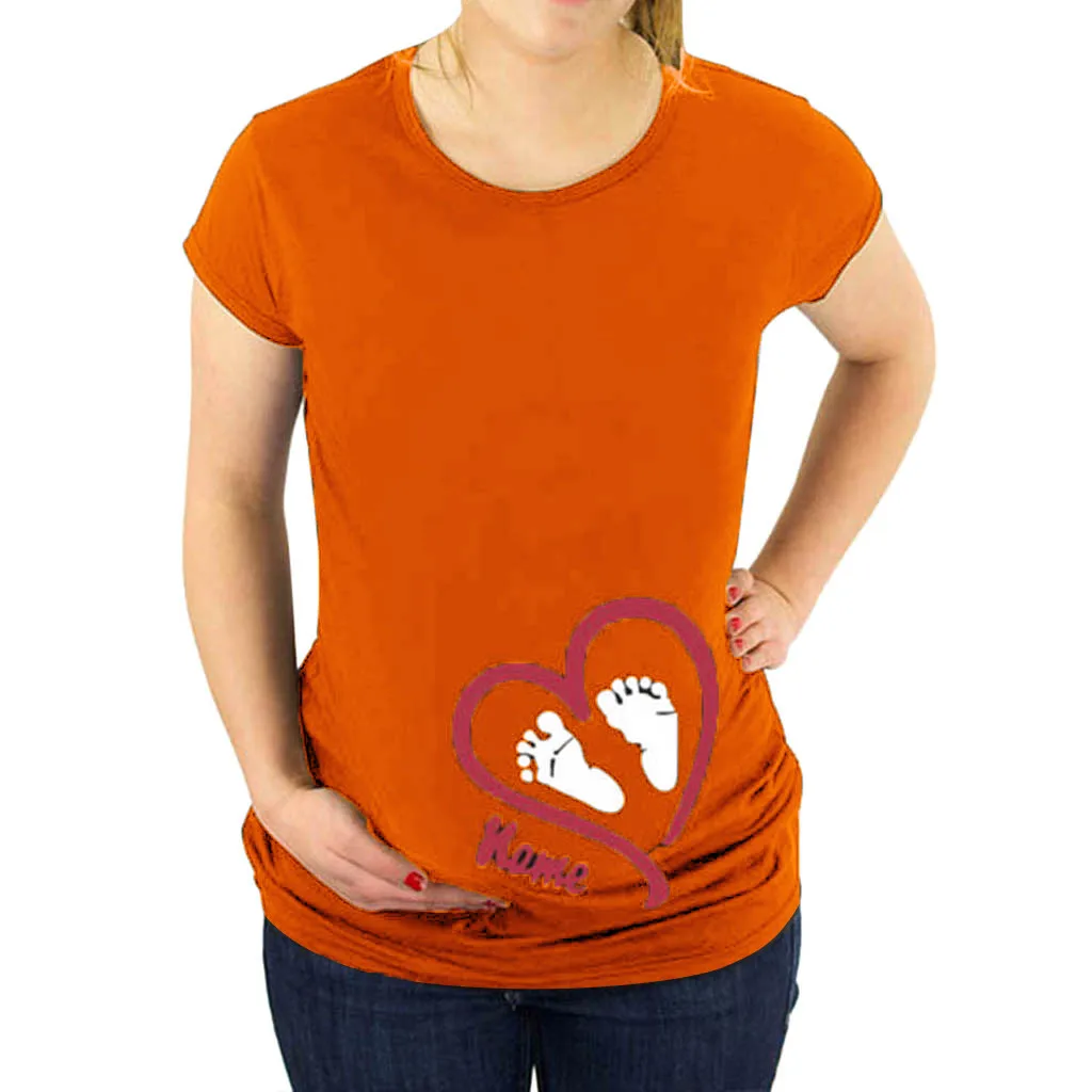 Футболка для беременных; женская футболка большого размера с принтом в виде сердца; футболка с короткими рукавами для беременных; Ropa Embarazada; топ для кормления