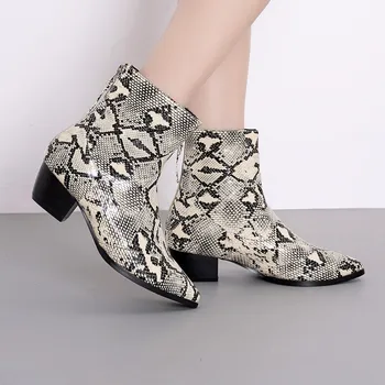 

Vogue Women Boots Nice Autumn Ankle Boots For Women Snake Print Fashion Female Casual Shoes Leather Boots Botas Mujer