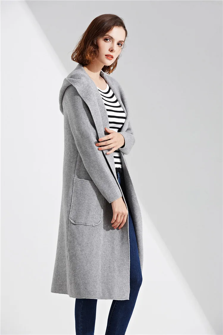 XIKOI new fashion sweater Joker trendy long-sleeved knit cardigan casual pocket solid color Slim warm sweater thick coat (3)