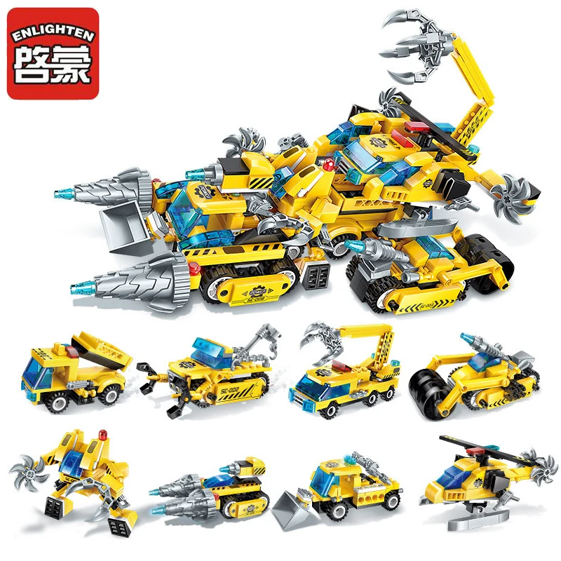 

ENLIGHTEN 8 In 1 Phantom Chariot Model Assemble Building Blocks Bricks Toys For Children Gifts Compatible Legoes Robot