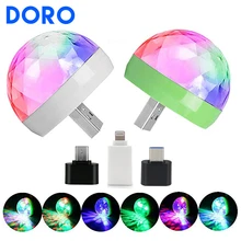 USB DC5V красочный сценический свет управление музыкой украшение автомобиля атмосферная лампа Голосовое управление КТВ DJ диско-огни для iPhone Android