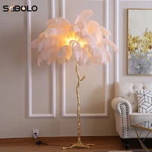 Торшер, современный роскошный торшер, ветка дерева, страусиное перо, торшер, высококачественный стоячий светильник, торшеры для гостиной, спальни, лампа