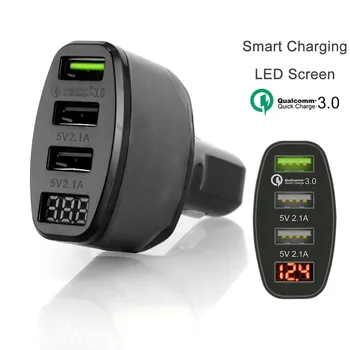 

Car 3-Port USB 4.2A Car Charger Adapter LED Display Quick Fast Charging for iPhone/Samsung