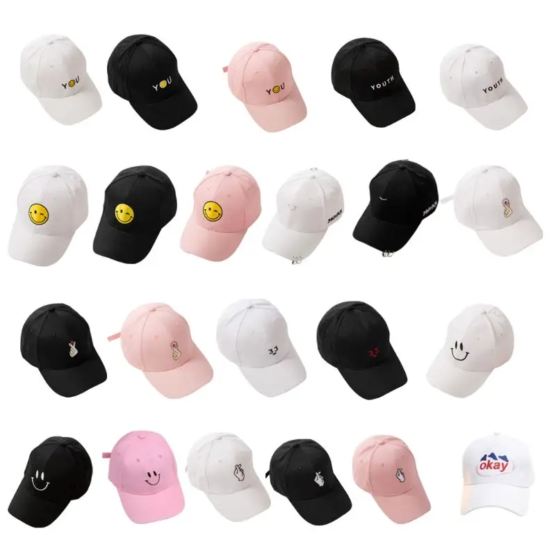 

Unisex Korean Sport Smile Face Finger Heart Embroidery Baseball Cap Harajuku Cotton Hip Hop Snapback Curved Trucker Hat
