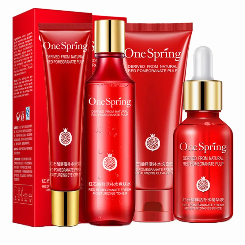 

One Spring Red Pomegranate Moisturizing Skin Care Combination Moisturizing 4 Piece Set Cosmetics