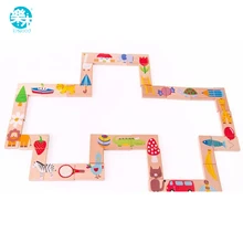Baby Toys Child Animal Domino 28Pcs Building Blocks Wooden Toys Beech Wood Infant Domino Educational Toys Child Birthday Gift