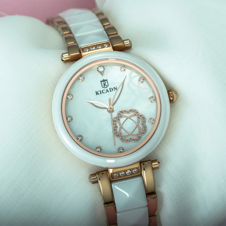 Женская мода керамические часы женские роскошные стразы кварцевые ...