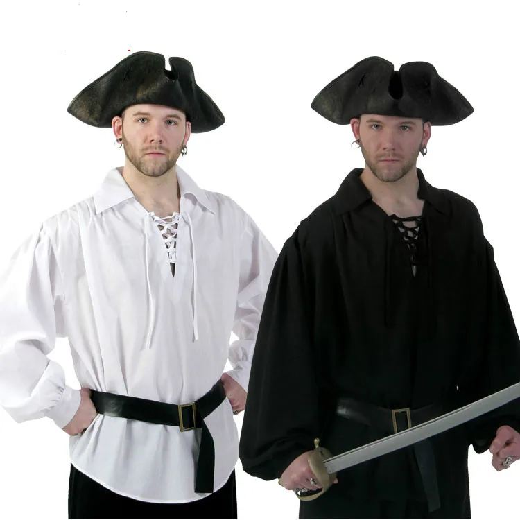 

Halloween Patry Costume Performance Wear Pirate Shirt Pirates Of The Caribbean Series Cosplay Costumes Shirt + Belt