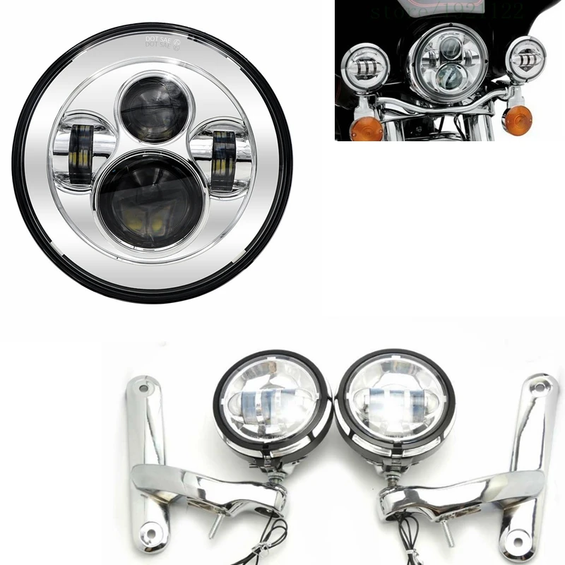 Harley Motos Accessories LED 7" Harley Motorcycle H4 Headlights 4 1/2