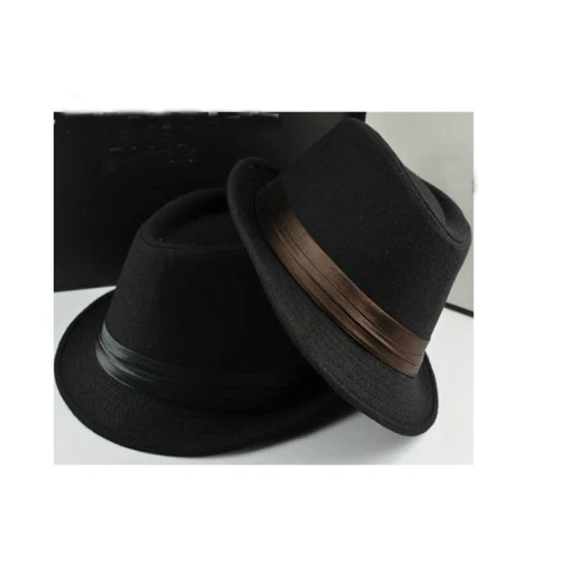 New bowler hat men's fedora casual cap silk decorated Jazz brim Europe