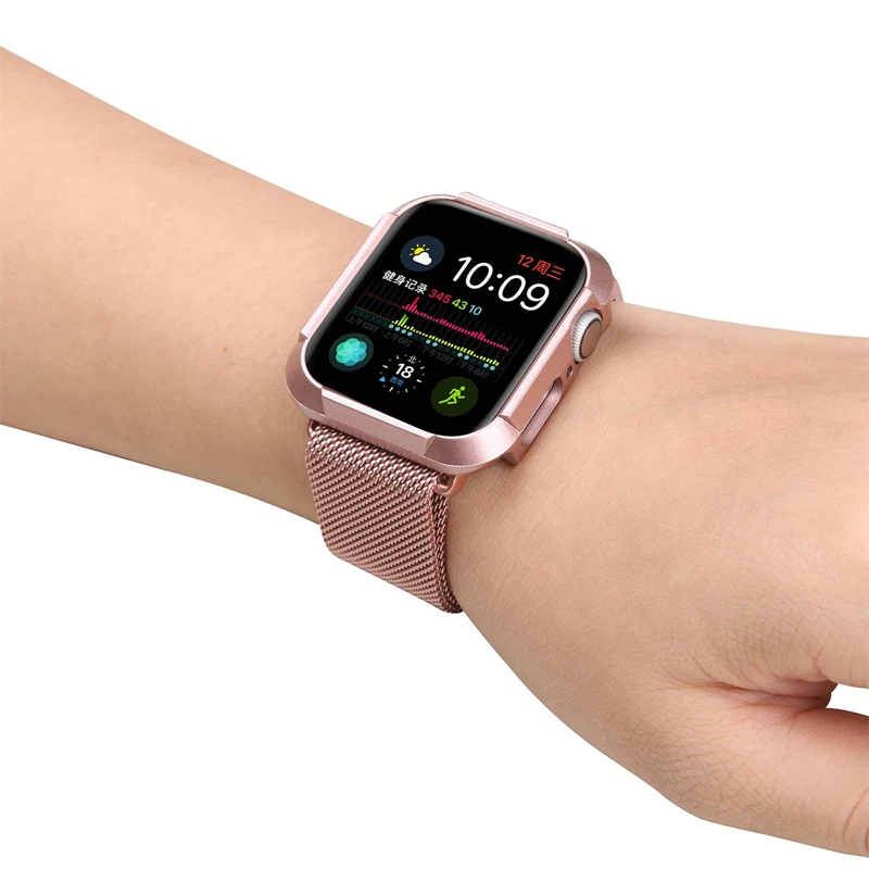 

milanese loop strap&case for apple watch band iwatch 4 44mm 40mm bracelet +Anti-fall Protective cover Accessories