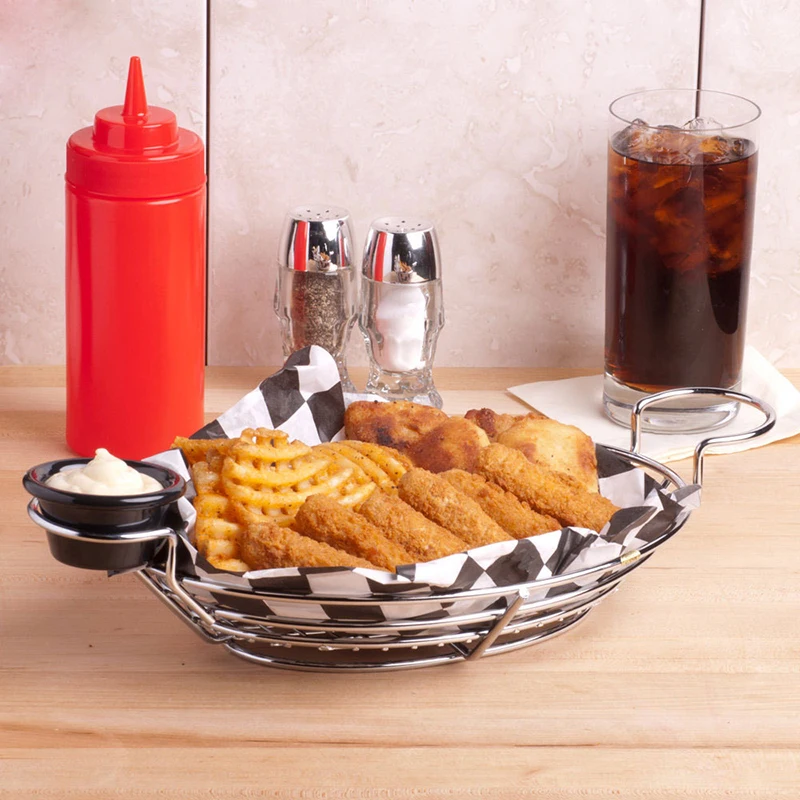 Нержавеющая сталь Сервировочная корзина для картофеля фри поднос хлеба фаст