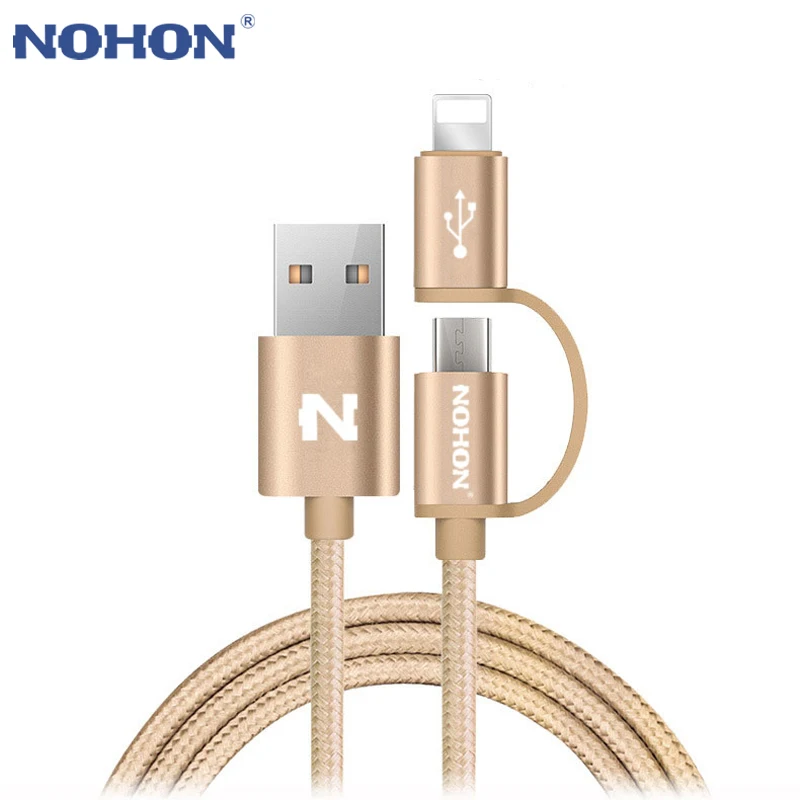 NOHON 2 в 1 Micro 8pin USB кабель для зарядки iPhone 8 7 6 6S Plus 5S iOS 10 9 samsung LG htc Кабели USB для мобильных телефонов