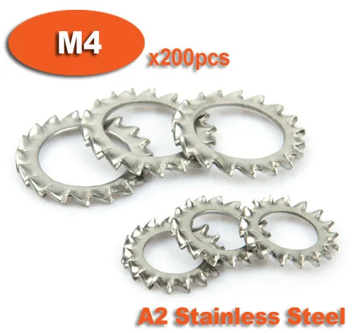 M4 External Serrated Lock Washers Pack of 10