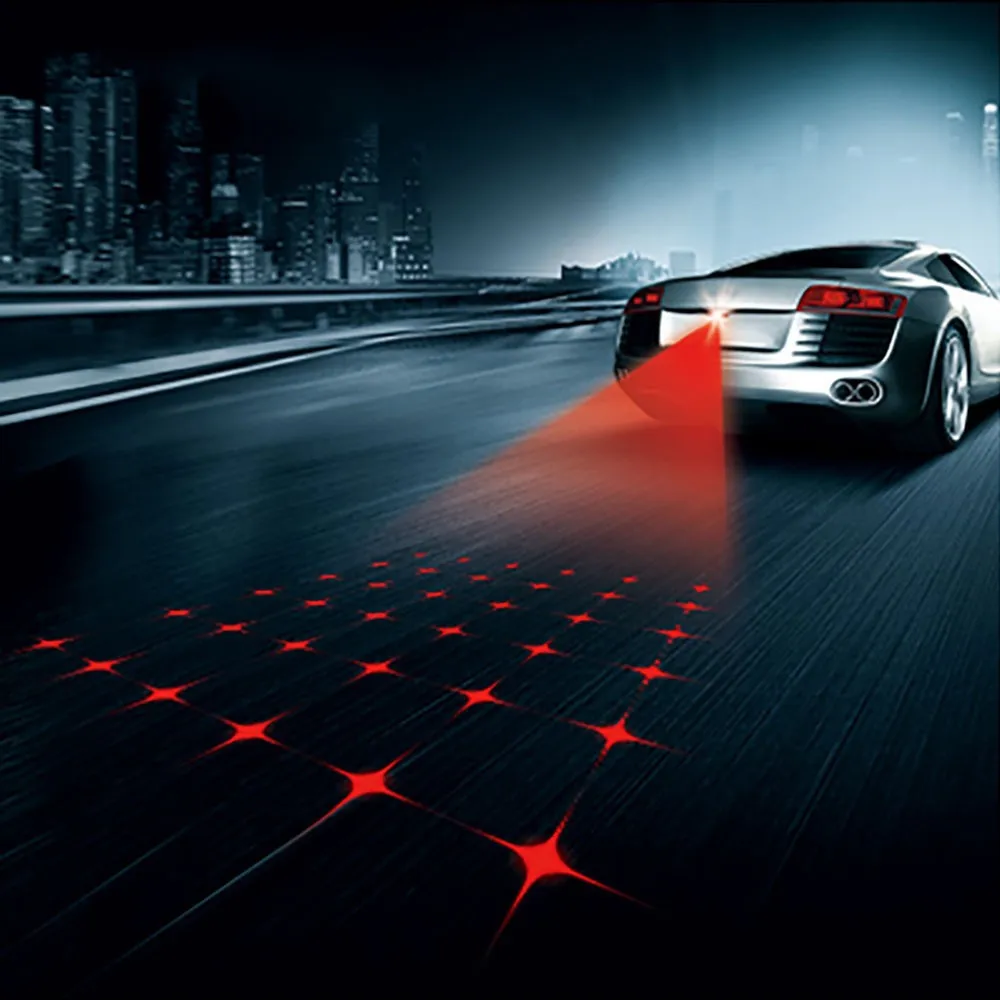 

Car styling Car Laser Fog Light Rear Anti-Collision Driving Safety Signal Red Warning Lamp Brake Parking Light Auto Accessories