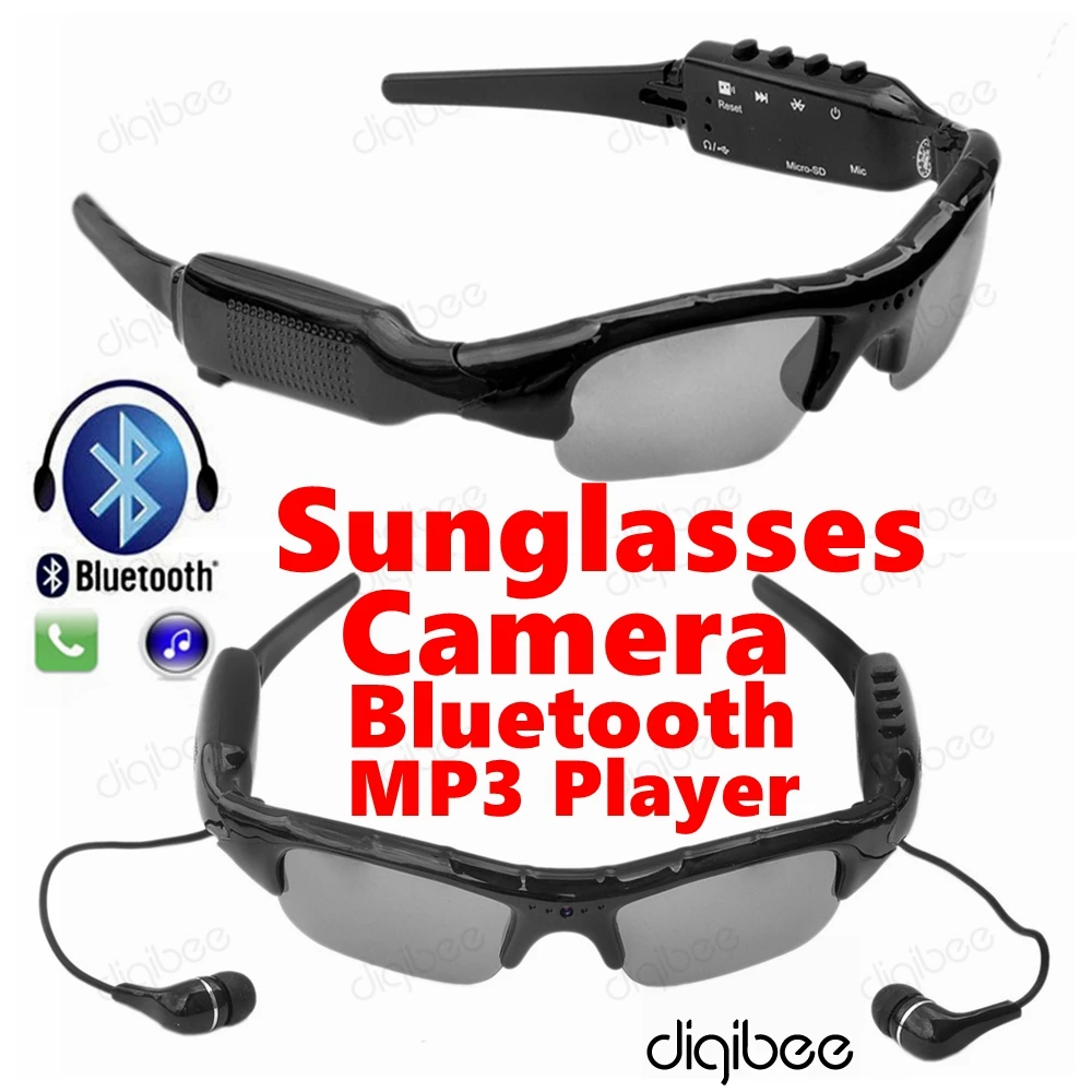 New Cool Smart Glasses MP3 Stereo Bluetooth Headset HD 720P Mini Camcorder Sunglasses Camera DV DVR Digital Video Audio Recorder bluetooth-digital-audio-player