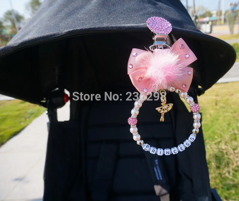 MIYOCAR любое имя набор Потрясающий Розовый bling Бусина в виде детской коляски/коляска игрушка погремушки кровать игрушка погремушка держатель