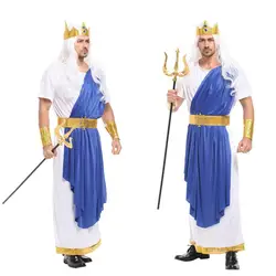 Морского царя Посейдона костюм Для мужчин Хэллоуин Olympus боги Zeus Косплэй фестиваль Парад карнавал-маскарад Бал-маскарад Вечерние Платье
