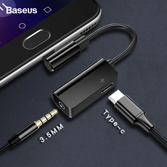 US $6.45 Baseus USB Type C Audio Cable Adapter USB C Type-c To 3.5mm Jack Aux Splitter Earphone Adapter For 