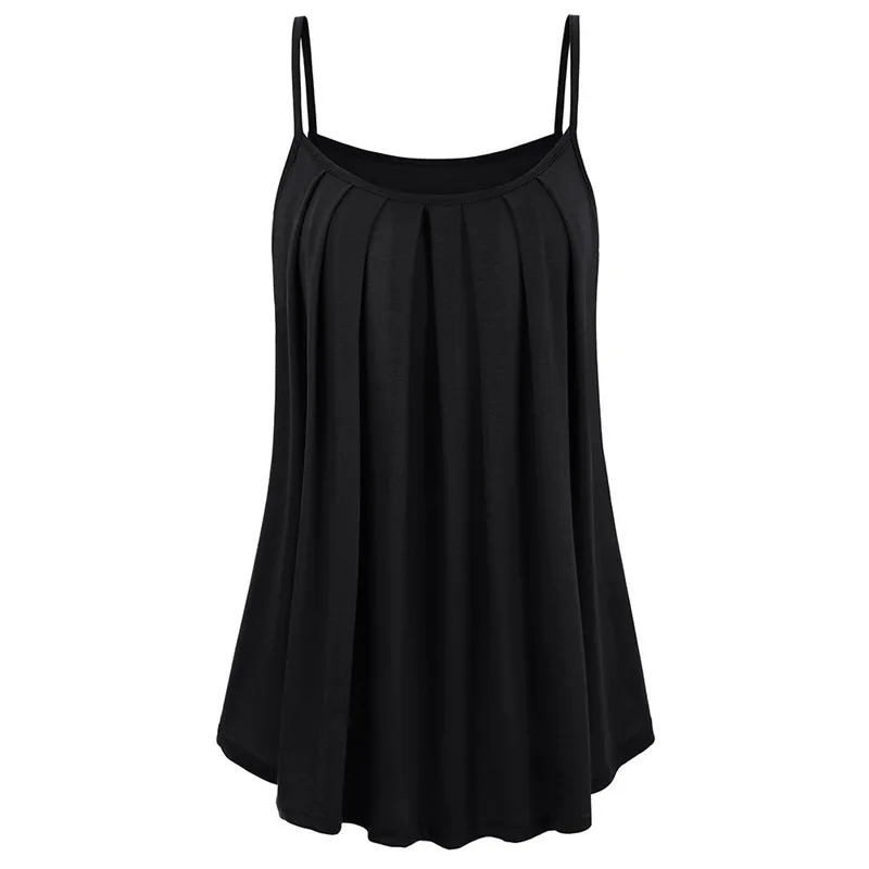 

2019 New Summer Sleeveless Sexy Spaghetti Strap Women T-Shirts Black Blue Wine Red Tops Tees Female Slash Neck Loose T-Shirt