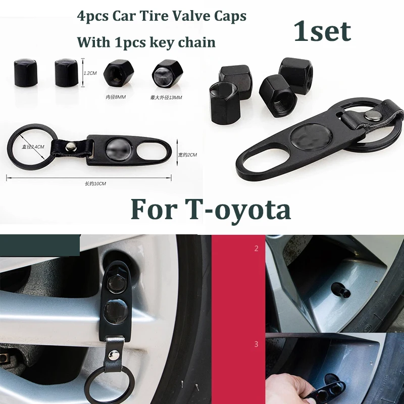 

Good 1set Auto Wheel Valve Stem Cap Car Wheel Tire Valve Bolt Nut For toyota Camry Yaris RAV4 Prius Land Cruiser Corolla Celica