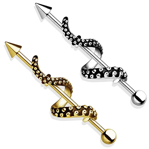 

Bluelans 1Pc Men Women Arrow Punk Barbell Wrapped Octopus Tentacle Earring Body Piercing