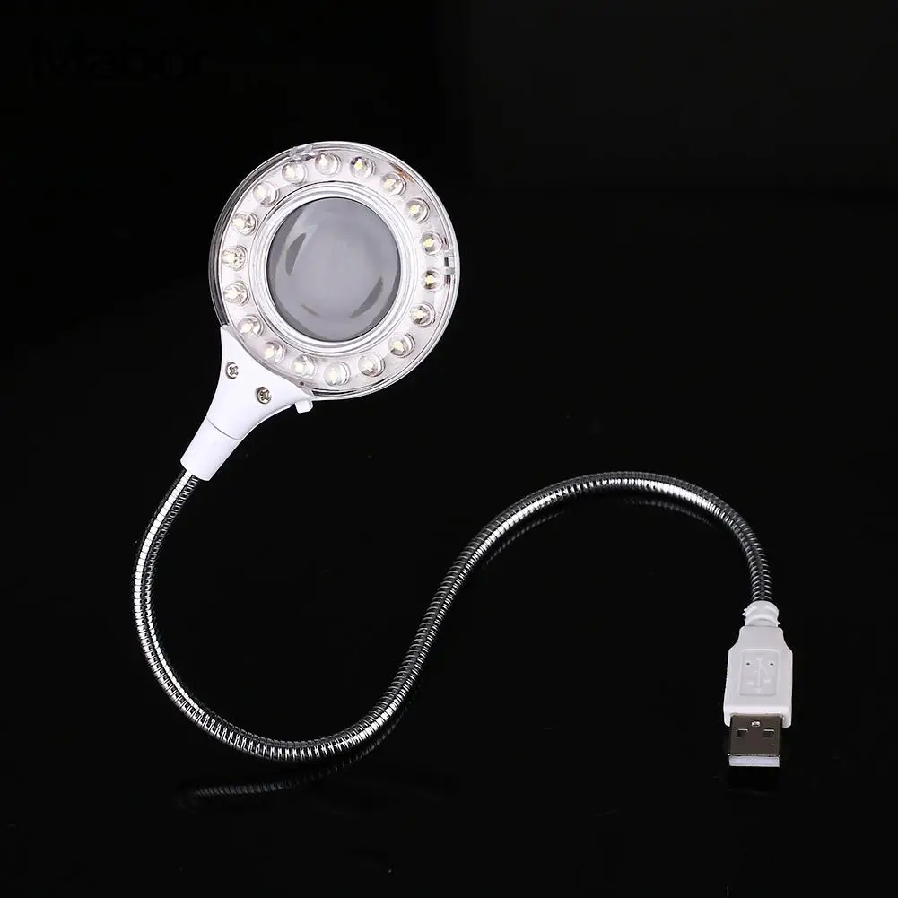 Bright 18LED USB Night Light With Magnifying Glass Eye Propection Cool