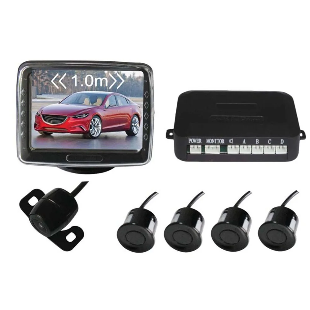 

Auto Car Reverse Assistance Radar Rearview Parking Sensors with Speaker Camera Sound Alert System Display Monitor Plastic