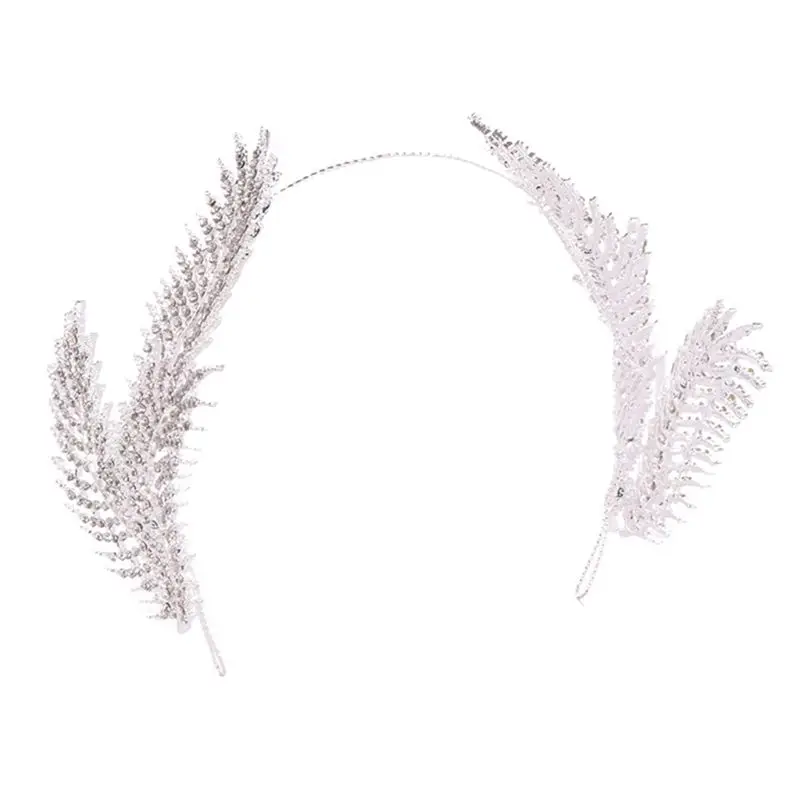 

Bride Headband Feather Rhinestone Shiny Wedding Headwear Fashion Luxury Women Charms Jewelry Headdress Bridal Party Prom Crown T