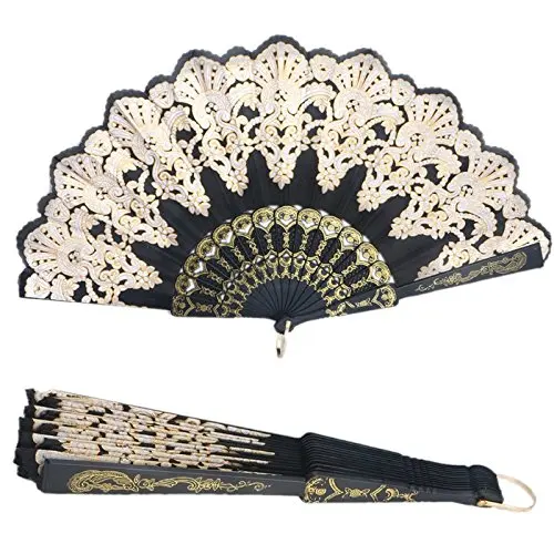 

Hand Folding Fan Favors, Hand Held Black Spanish Style Fans Perfect Christmas Party Favor Wedding Dancing Party Prom Decor Flowe