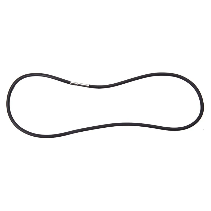 

3mm cord in rubber black necklace with clasp in steel stainless - 16 inch