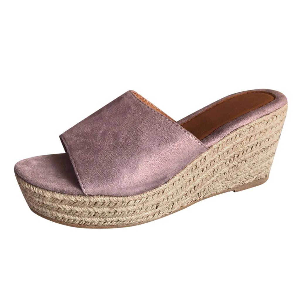 

Jaycosin shoes Women High Heel Slippers Ladies Fashion Wedges Casual Slip On Peep Toe Roman Slipper Shoes Sandals