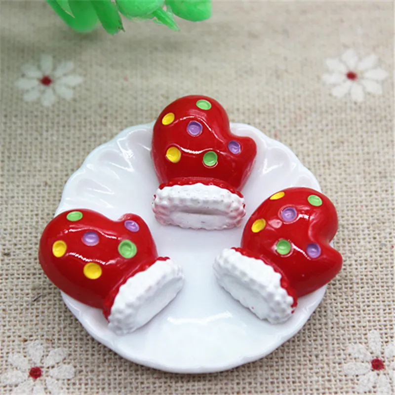

10PCS Kawaii Resin Christmas Gloves Flatback Cabochon Embellishment Accessories DIY Scrapbooking Craft,16*20mm