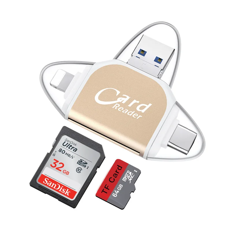 Саго 4 в 1 Micro USB 2,0 Устройство чтения карт памяти SD TF Smart Card Reader карты памяти Reader USB SD адаптер для iphone компьютер