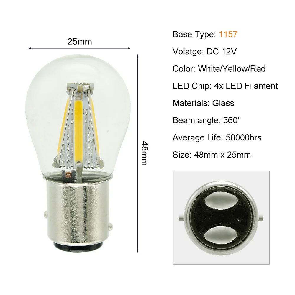 1 шт. ANBLUB Автомобильный светодиодный 1157 1156 BAU15S BA15S P21W Поворотный Светильник s задние лампы стоп сигнала 12 В 4 COB автоматический обратный светильник сигнальная лампа