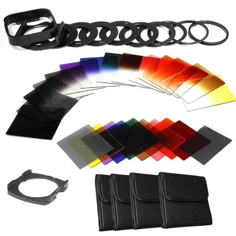 Complete Square Filter kit ND 2 4 8 16+Filter Holder for Cokin P+9X Ring Adapter Compatible with Cokin P Series.