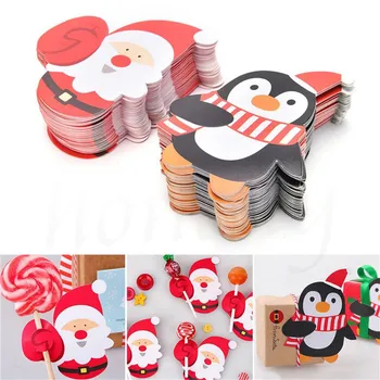 

25pcs Lollipop Sticks Paper Candy Chocolate Cak Christmas Decoration DIY Xmas Decor Gift Penguins Santa Claus Snowman Cake Pops