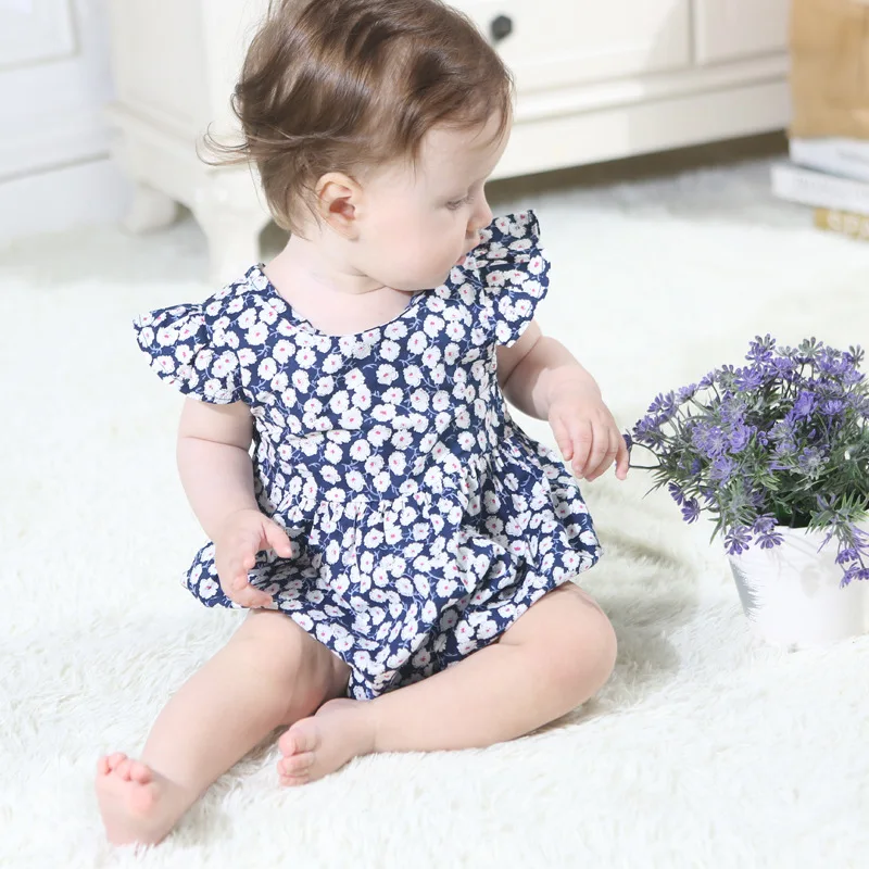 

Woven cotton floral 3 colors baby romper newborn summer toddler jumpsuits