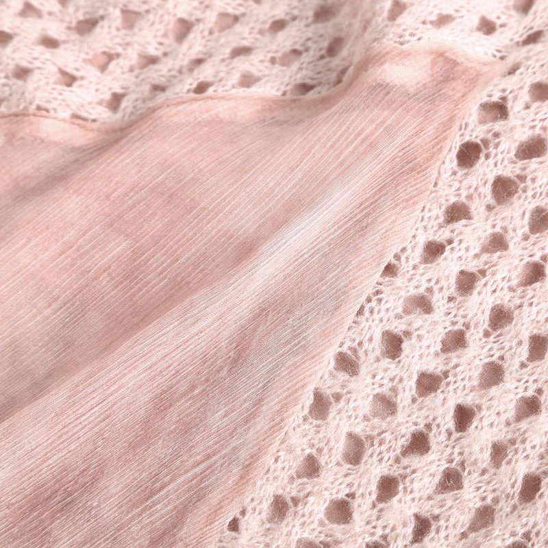 Longues O Femmes Cou Évider À Printemps Patchwork Manches Mode Nouveau Longue Conception Soie 2019 De Style 100 Robe Tricoté Solide Px10qw0