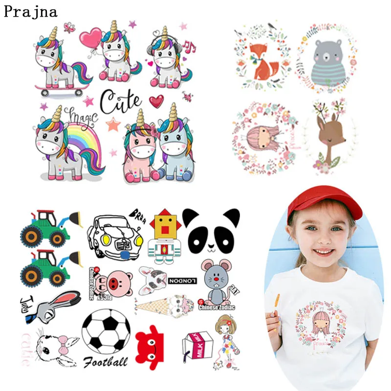 

Prajna Cartoon Summer Style Heat Transfer Printing Iron-on Cute Transfer for Clothing Football Car Milk Combination Stickers H