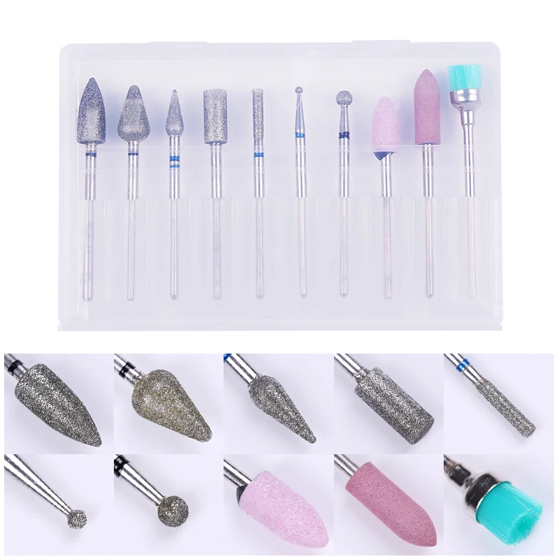 

1 Set Milling Cutter Nail Drill Bit Cuticle Remover Nail Files Manicure Design 10 Bits Nails Tools Mill Kit Nail Tips Manicure
