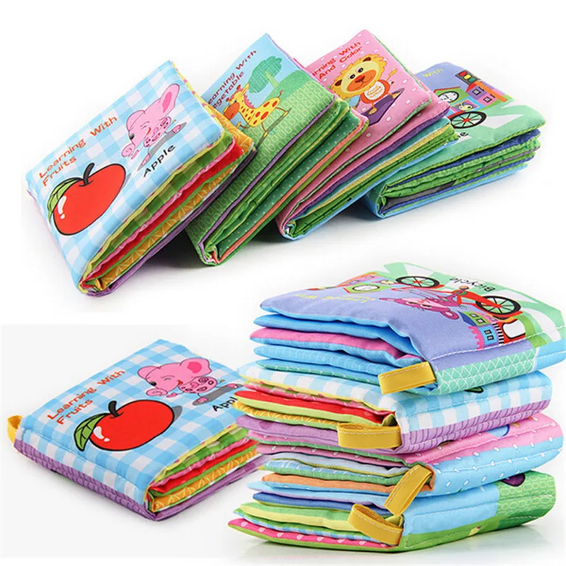 

Cute Fruit Style Baby Toys Hot New Infant Kids Early Development soft Cloth Books Learning Education Unfolding Activity Books
