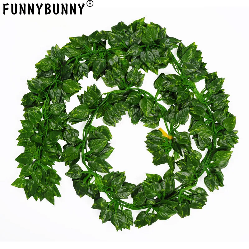

FUNNYBUNNY Artificial Ivy Leaf Garland Plants Vine Hanging Wedding Garland Fake Foliage Flowers Home Kitchen Garden Wedding Wall