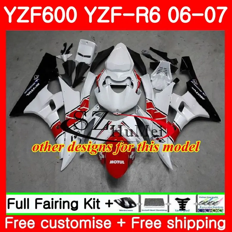 Корпус для YAMAHA YZF600 YZF-R6 06 07 YZF 600 R 6 желтый черный кузова 69SH5 YZFR6 06 07 YZF-R600 YZF R6 2006 2007 обтекатели комплект