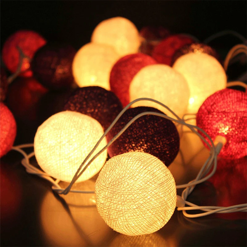 

3M 20 LED Cotton Ball String Light Holiday Wedding Party Christmas LED Light Decoration Atmosphere Garland Ball Strings Lamps