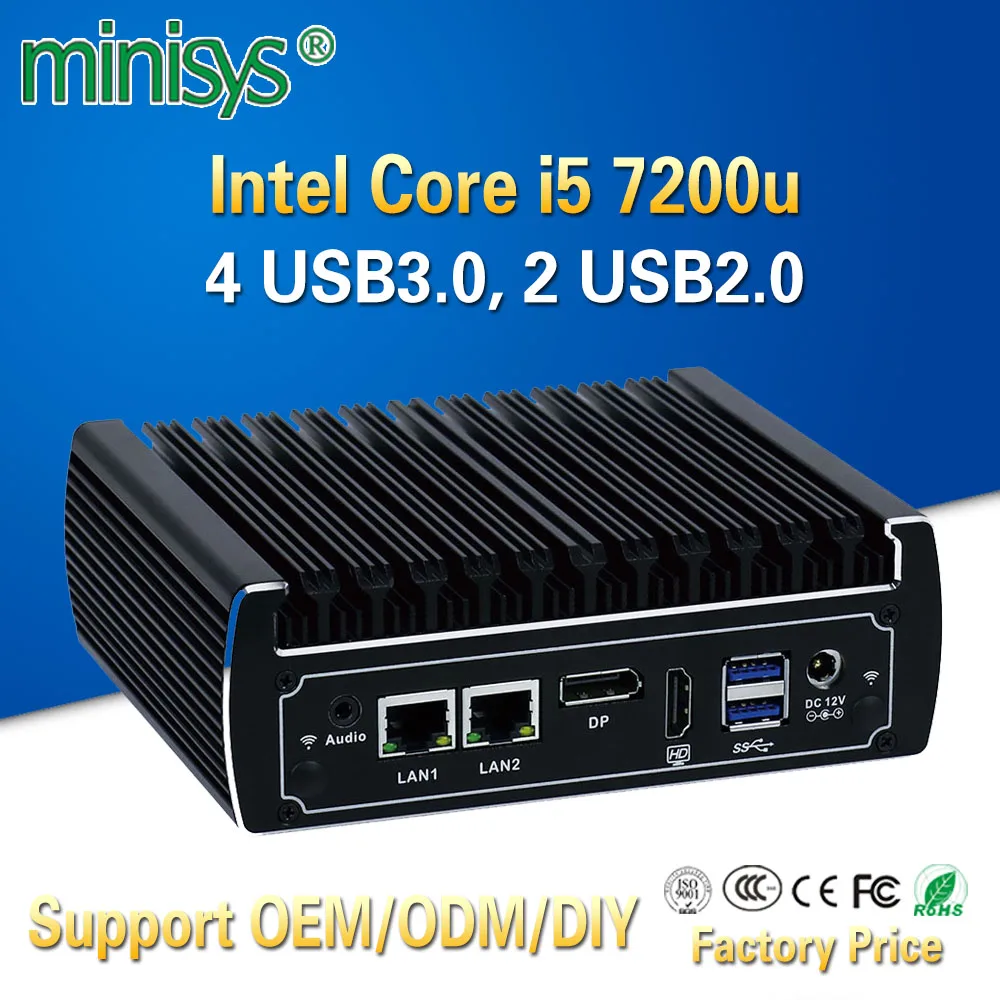 Minisys тонкий клиент Intel core i5 7200U 7th Gen kaby lake Мини ПК 4K HTPC офисный настольный компьютер для windows 10 HD graphics 620