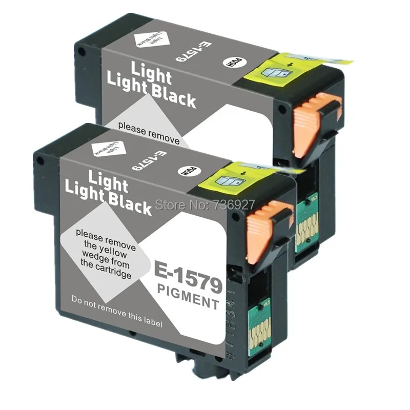 

2 Light Light Black T1579 Compatible ink Cartridge suit For Epson Photo R3000 inkjet printer with chip full ink
