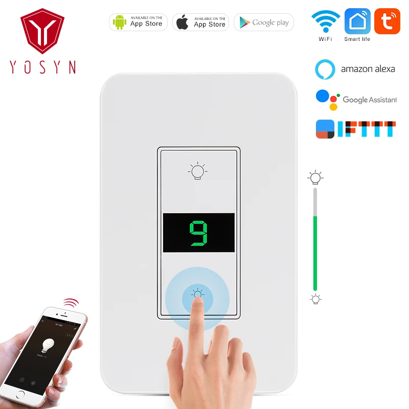 

US Smart Touch Switch Wifi Remote Light Switch 15A 125V Light Dimmer Switch Living Room Bedroom Backgound LED Bulb Lamp Dimmer