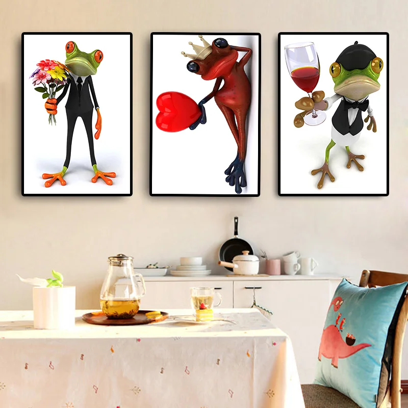 Romantic Frog Posters and Prints Animal Canvas Painting Scandinavian Modern Minimalist Nordic Art for Baby Kids Room Home Decor | Дом и сад