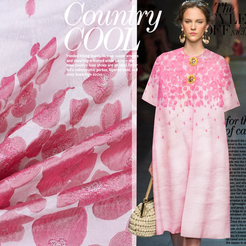 

110x160cm/piece Fashion jacquard, pink cherry blossom brocade, imitation double Palace garment fabric wide positioning fabric